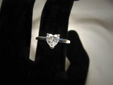 Dainty Solitaire Engagement Ring 0.75ct Heart Cut Diamond 14k White Gold Finish