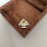 2ct Engagement Ring Pear Cut Yellow Sapphire Split Shank Halo 14k WhiteGold Over