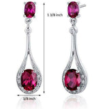 4Ct Oval Cut Pink Ruby Diamond Stylish Tear Drop Earrings 14K White Gold Finish