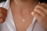 1.5ct Diamond Pendant with Chain Round Cut Disc Channel Set 14k Yellow Gold Over