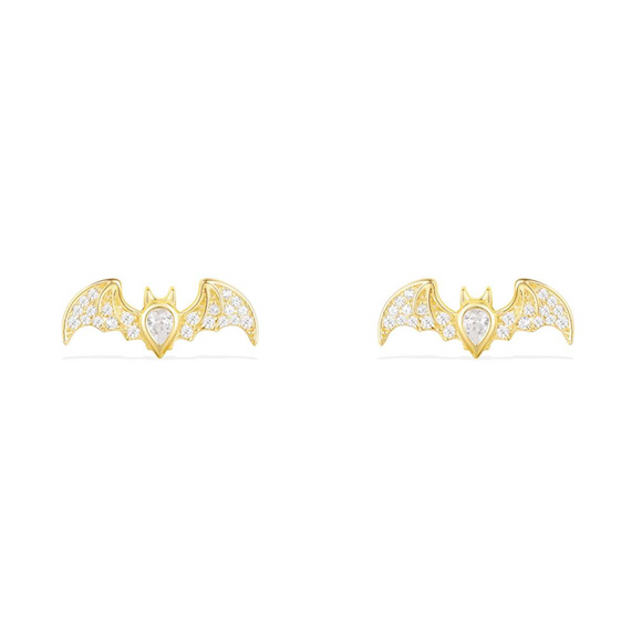 2Ct Pear Cut Diamond Bat Design Stud Earrings 14K Yellow Gold Finish