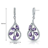 6Ct Pear Cut Purple Amethyst Stylish Diamond Drop Earrings 14K White Gold Finish