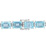 12Ct Emerald Cut Blue Aquamarine Exquisite Tennis Bracelet 14K White Gold Finish