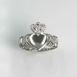 Claddagh Design Love Womens Irish Wedding Engagement Ring 14k White Gold Finish