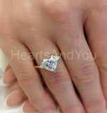 1ct Heart Simulated Diamond Three Stone Engagement Ring 14k Yellow Gold Plated