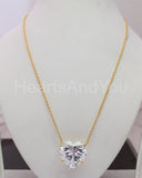 1ct Heart Cut Simulated Diamond Solitaire Pendant Chain 14k White Gold Plated