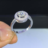 2ct Round Diamond Engagement Ring Halo Solitaire with Accent 14k White Gold Over