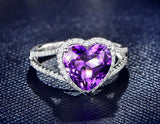 2ct Heart Cut Purple Amethyst Engagement Ring 14k White Gold Finish Split Shank