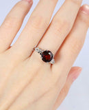 1.5ct Round Cut Red Garnet Solitaire Butterfly Accent Ring 14k White Gold Finish