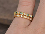 1.5ct Baguette Cut Emerald Full Eternity Dual Wedding Band 14k YellowGold Finish