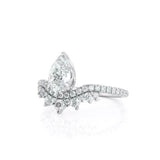 2.5ct Pear Cut Diamond Engagement Ring Unique Crown Promise 14k White Gold Over