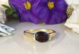 1ct Engagement Ring Oval Cut Red Garnet Solitaire Design 14k Yellow Gold Finish