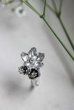 0.5ct Round Cut Diamond Engagement Ring Flower Statement 14k White Gold Finish