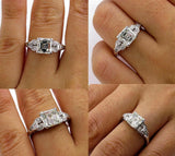 2Ct Asscher Cut VVS1/D Diamond Vintage Engagement Ring 14K White Gold Finish