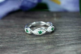 1ct Round Cut Green Emerald Wedding Band Twisted Eternity 14k White Gold Finish