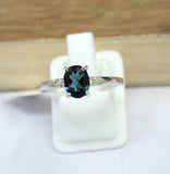 1.5ct Engagement Ring Oval Cut London Blue Topaz Trilogy 14k White Gold Finish