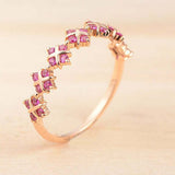 1ct Round Cut Pink Ruby Stylish Petite Half Eternity Band 14k Rose Gold Finish