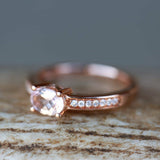 2ct Oval Cut Peach Morganite Engagement Ring 18k RoseGold Over Accent Solitaire