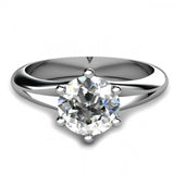 1ct Round Cut Diamond 6 Prong Classic Solitaire Engagement Ring 14k Gold Finish