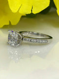 1.2ct Cushion Cut Diamond Accent Solitaire Engagement Ring 14k White Gold Finish