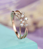 1.5ct Round Cut Diamond Engagement Ring Floral Cluster Twig 14k Rose Gold Finish