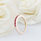 1ct Baguette Pink Ruby Wedding Band Channel Set Half Eternity 14k Rose Gold Over