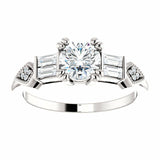 1ct Round Cut Diamond Solitaire Accent Engagement Ring 14k White Gold Finish