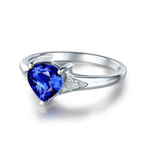 1.6ct Engagement Ring Heart Cut Blue Sapphire Diamond Accents 14k WhiteGold Over