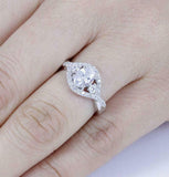 2.5ct Oval Cut Diamond Engagement Ring Halo Trilogy Stylish 14k WhiteGold Finish