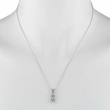 2ct Diamond Pendant with Chain Round Cut Journey Vertical 14k White Gold Finish