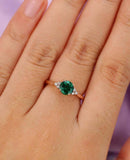 1.4ct Round Cut Green Emerald Engagement Ring Cluster Diamond 14k Rose Gold Over