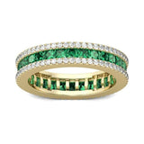 4Ct Princess Cut Green Emerald Gatsby Eternity Wedding Band 14K Yellow Gold Over