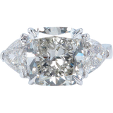 5Ct Cushion Cut Diamond Engagement Ring 18K White Gold Finish Trillion Accents