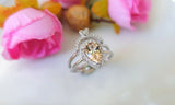 2ct Pear Peach Morganite Engagement Ring 14k WhiteGold Over Stackable Bridal Set