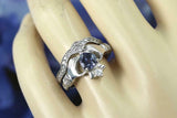 2ct Heart Blue Tanzanite Engagement Ring Claddagh Bridal Set 14k White Gold Over