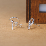 Lovely Small Kitty Cat Lover Stud Earrings Women Girls 14k White Gold Finish