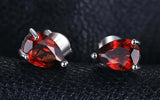 2ct Stud Earrings Pear Cut Red Garnet Stylish Solitaire 14k White Gold Finish