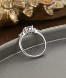 Pear Accents Trilogy Engagement Ring 1.5ct Round Cut Diamond 14k White Gold Over