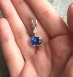 1ct Blue Sapphire Pendant Oval Cut Bezel Solitaire 14k White Gold Over NO CHAIN