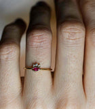 1ct Marquise Cut Pink Ruby Engagement Ring 14k YellowGold Finish Diamond Cluster