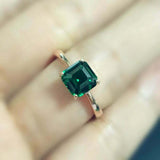 1.2ct Asscher Cut Green Emerald Engagement Ring Solitaire 14k Yellow Gold Finish