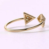 1ct Round Cut Diamond Engagement Ring Egyptian Triangle Open 14k YellowGold Over