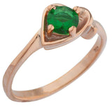 0.9ct Engagement Ring Round Cut Green Emerald Bypass Heart 14k Rose Gold Finish