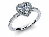 1.6ct Engagement Ring Heart Cut Diamond Round Accent Halo 14k White Gold Finish