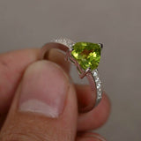 2ct Heart Cut Green Peridot Solitaire Women Engagement Ring 14k WhiteGold Finish