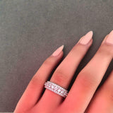 4Ct Round Cut Diamond Elegant Cluster Eternity Wedding Band 14K White Gold Over