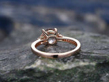 1.5ct Round Cut Peach Morganite Engagement Ring 14k Rose Gold Finish Three Stone