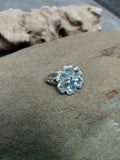 4.5ct Heart Cut Blue Aquamarine Hearts Flower Cocktail Ring 14k WhiteGold Finish