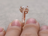 1ct Heart Cut VVS1 Diamond Engagement Ring 14k Rose Gold Finish Halo Heart Shape