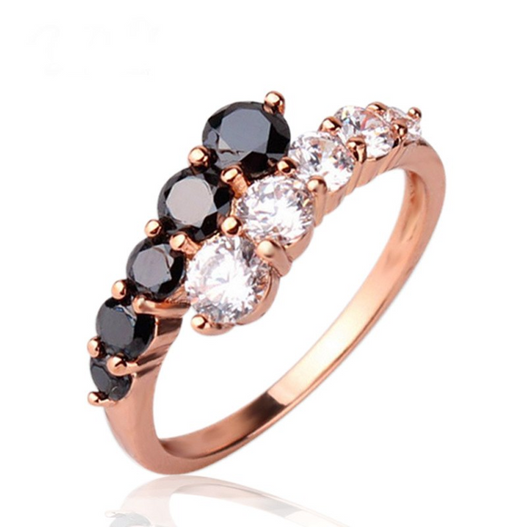 4Ct Round Cut Black Diamond ByPass Design Engagement Ring 14K Rose Gold Finish